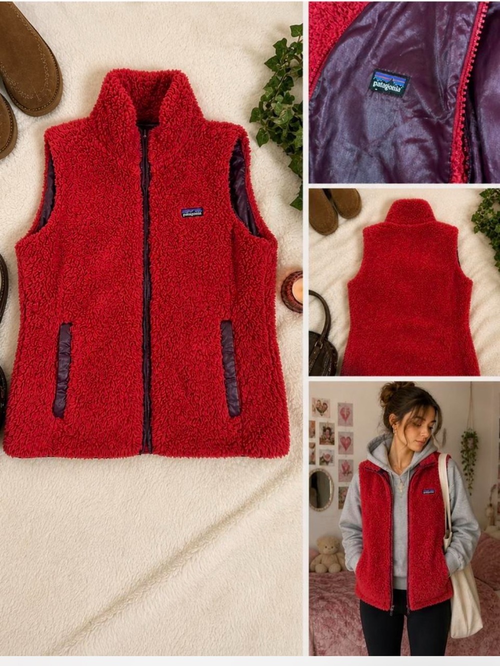Super cozy Patagonia Los Gatos fleece vest in a vibrant red color ❤️